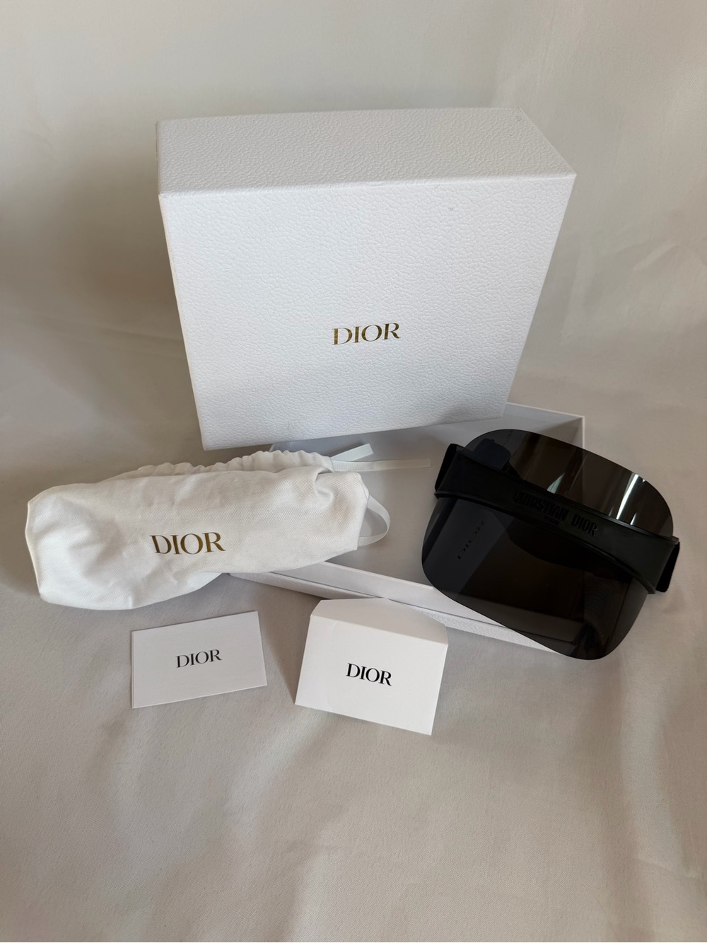 Dior Black Shield Visor with Branded Headband